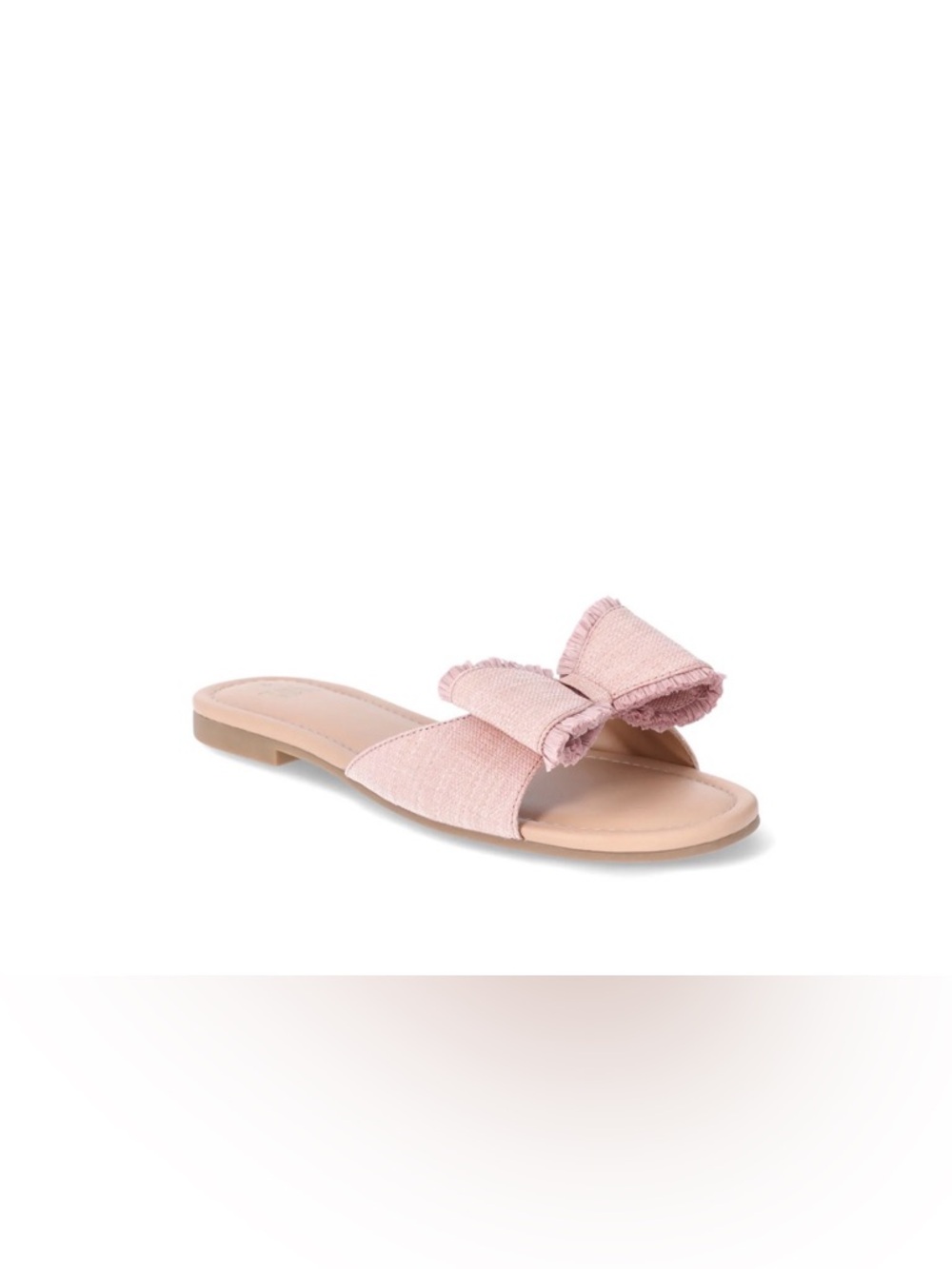 NEW Time & Tru Pink Raffia Bow Slide Sandals Size 9